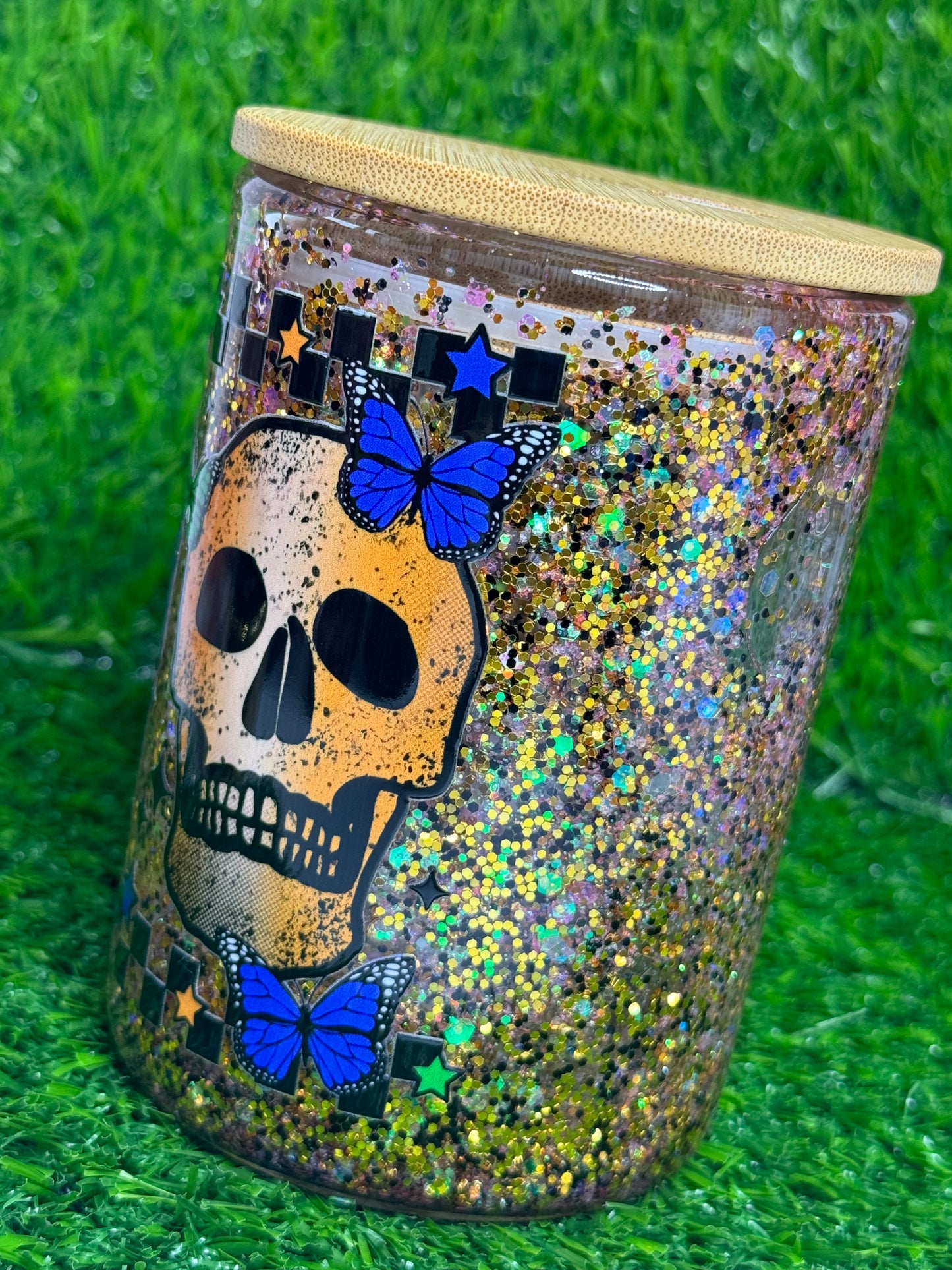 Skulls & Butterflies Snowglobe Mug-suspended