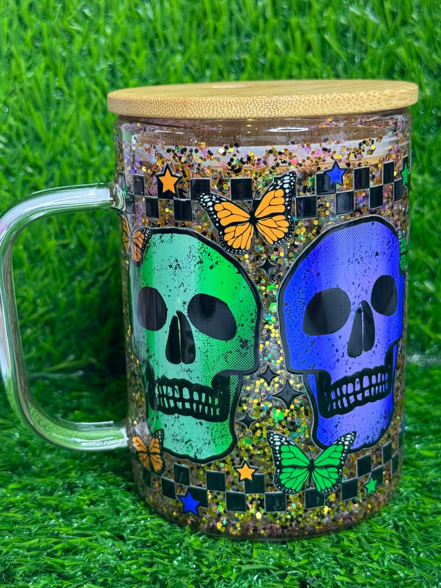 Skulls & Butterflies Snowglobe Mug-suspended