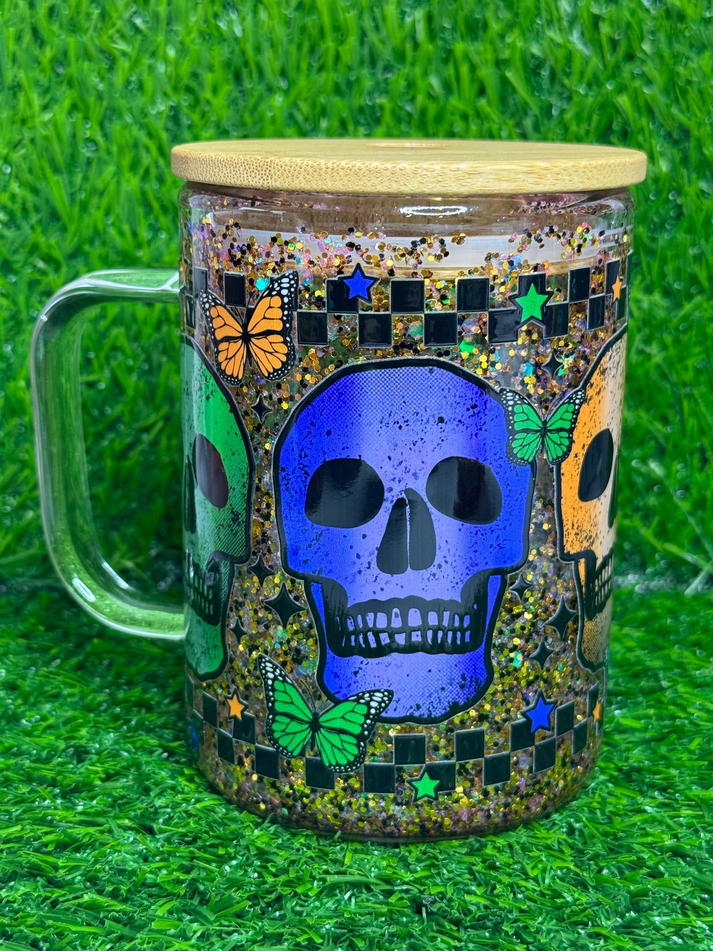 Skulls & Butterflies Snowglobe Mug-suspended