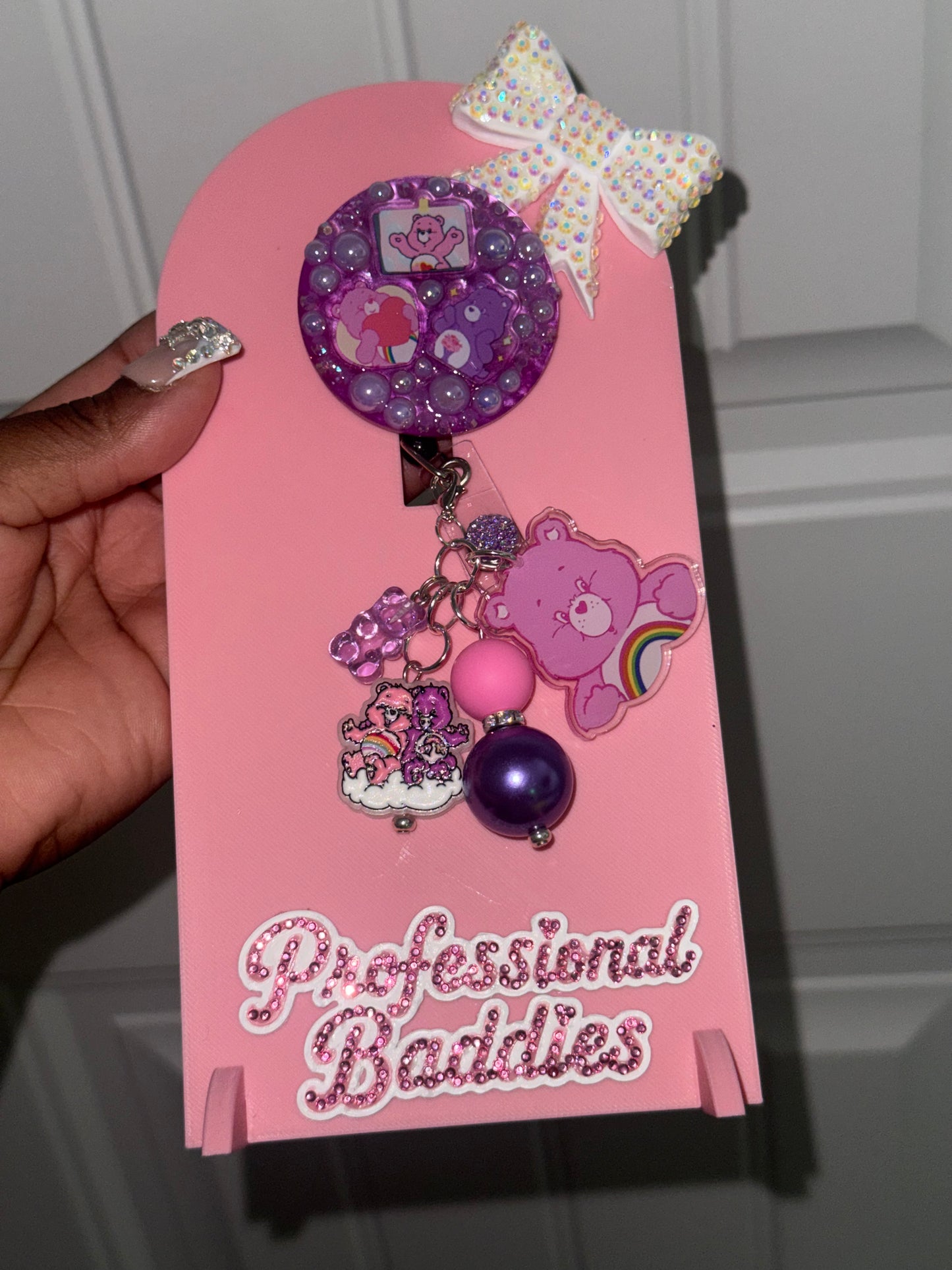 purple & pink bears boujee junk badge reel