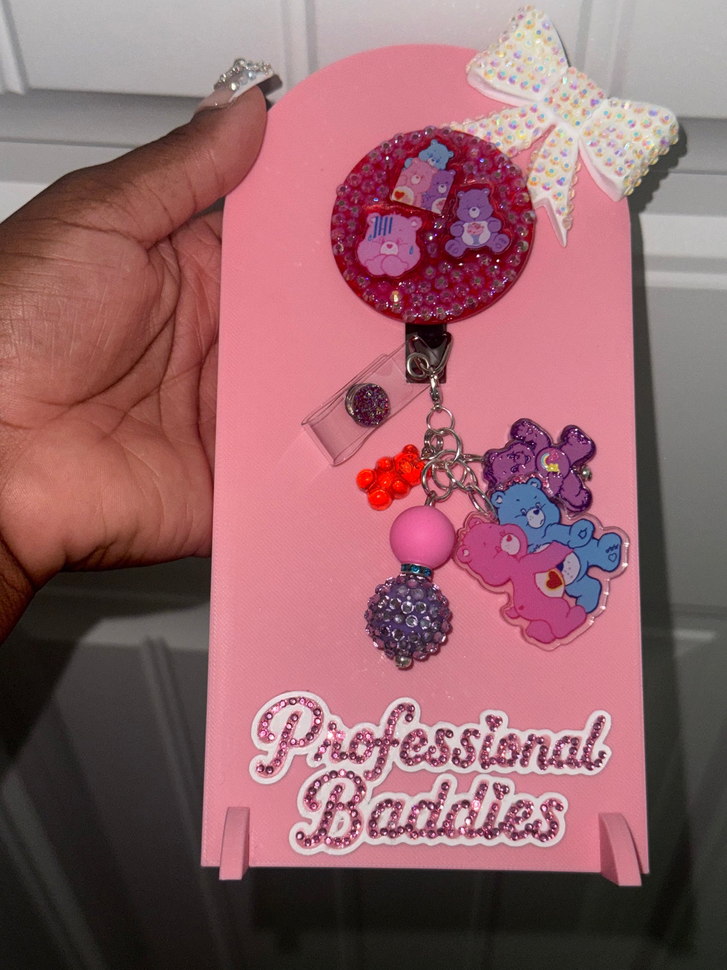pink & purple bears boujee junk badge reel