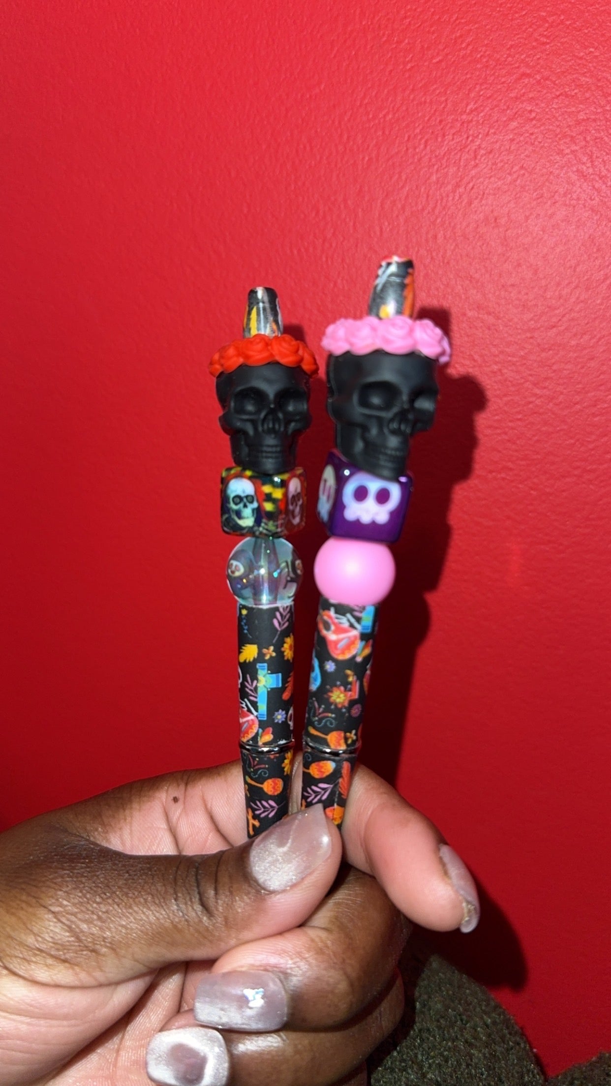 Rose headband skull head pen