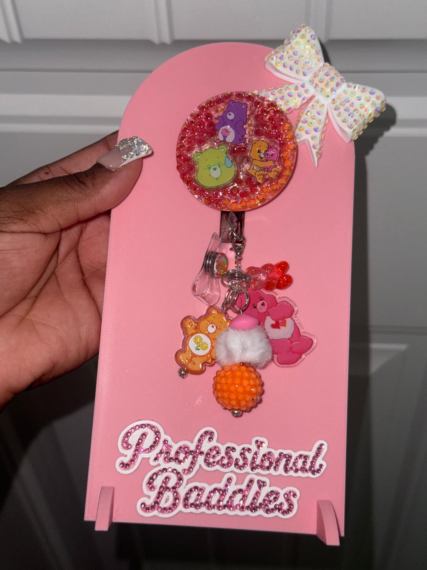 Orange green purple bears boujee junk badge reel