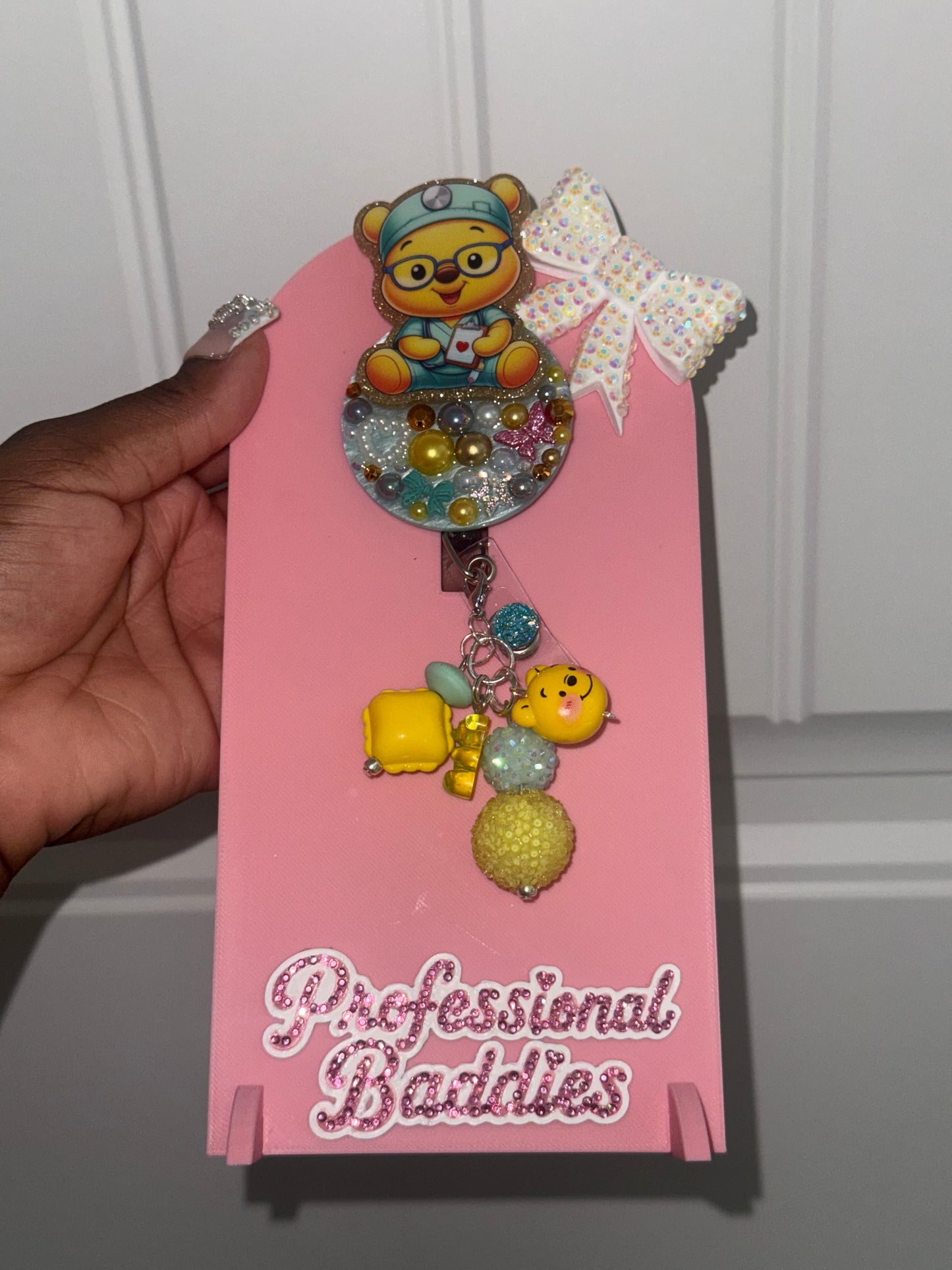 Pooh medical boujee junk badge reel