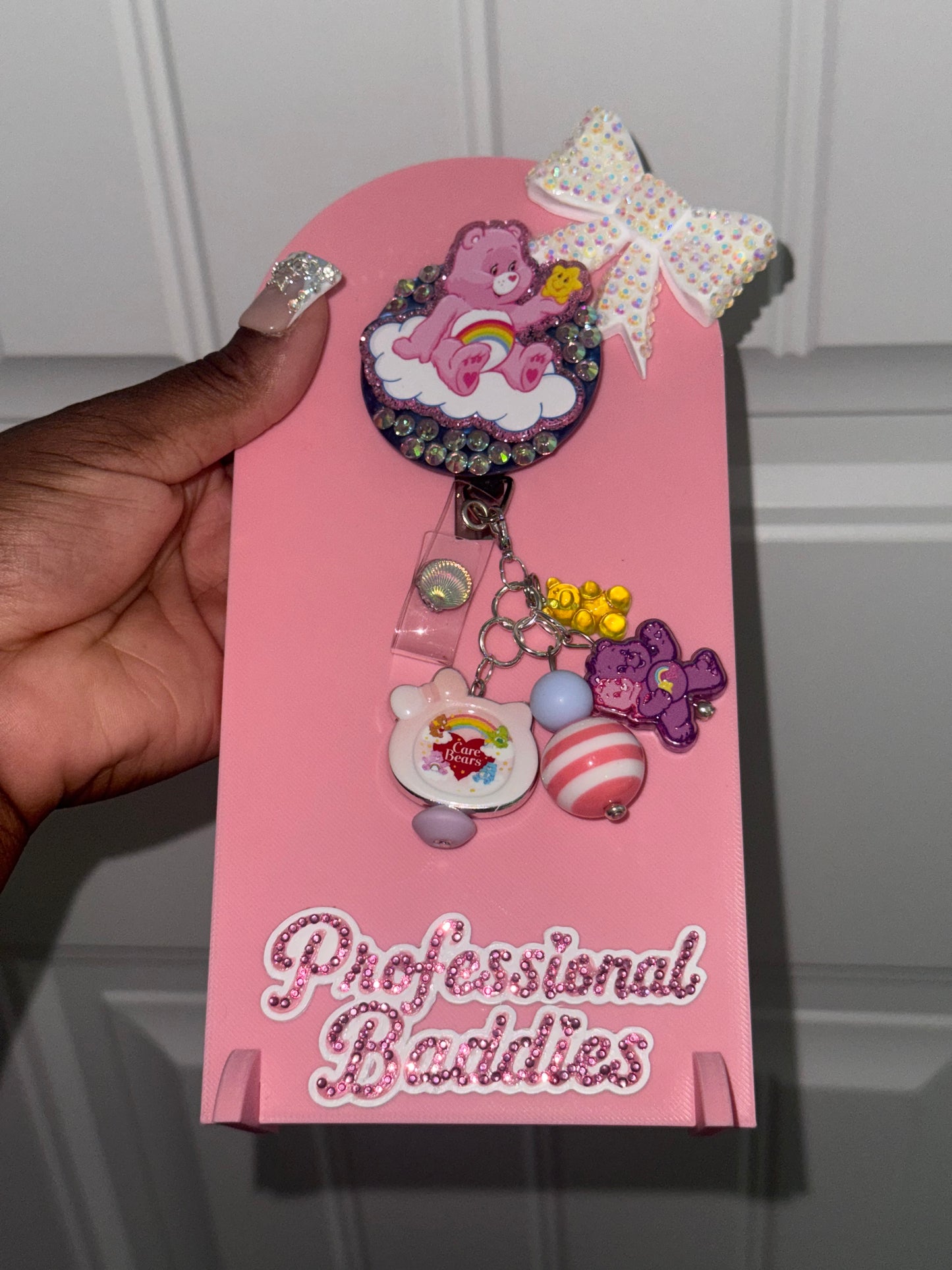 Pink bear boujee junk badge reel