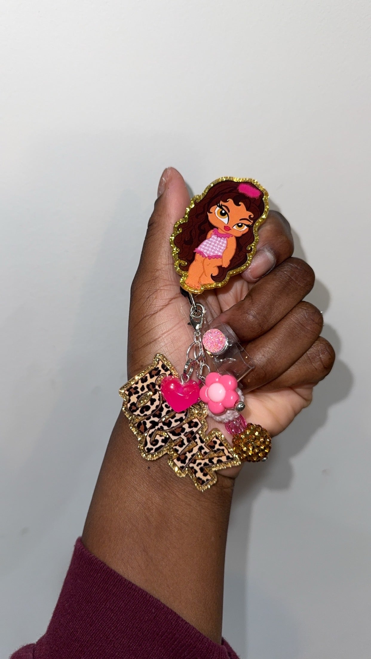 Cheetah brat boujee junk badge reel