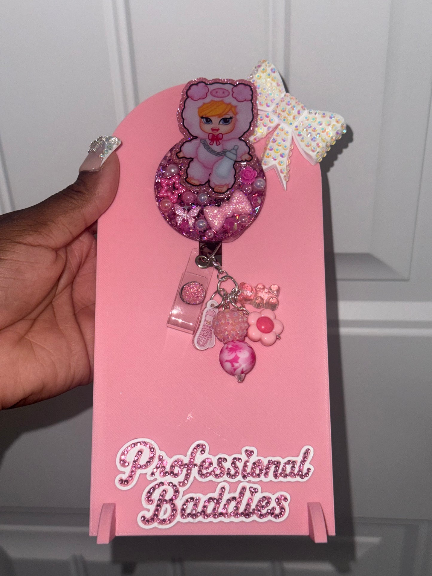 Pink brat baby boujee junk badge reel
