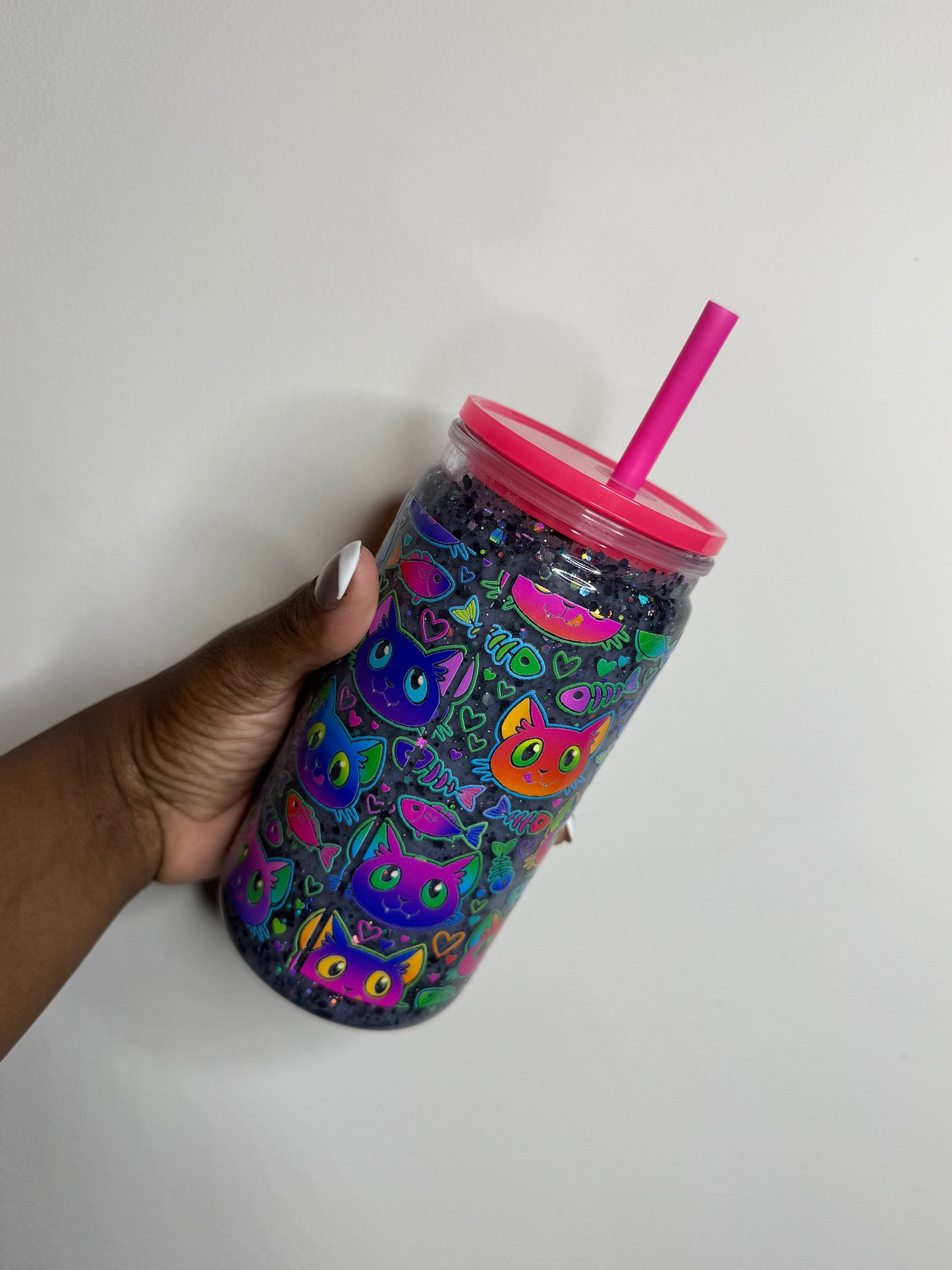 Neon cats (slow flow/suspended glitter cup) (Copy)