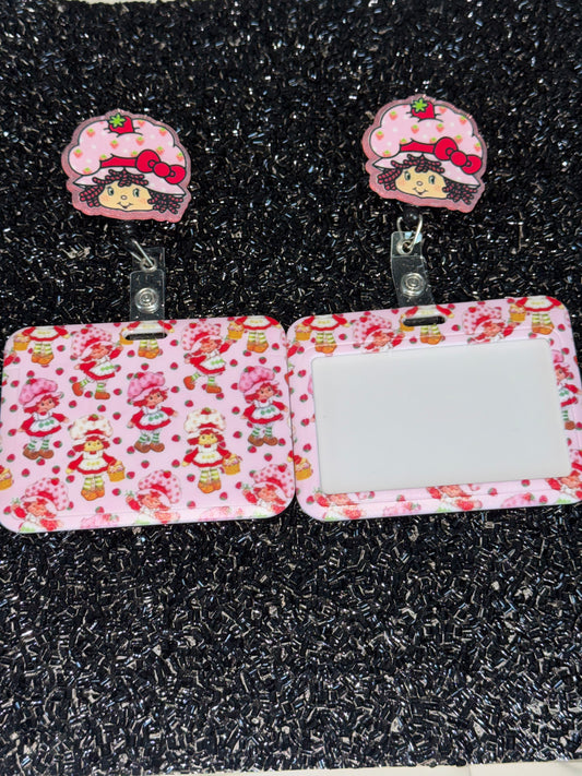 Strawberry Horizontal ID Holder w/ badge reel