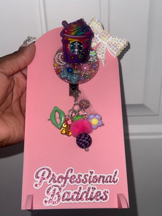 Rainbow drink boujee junk badge reel