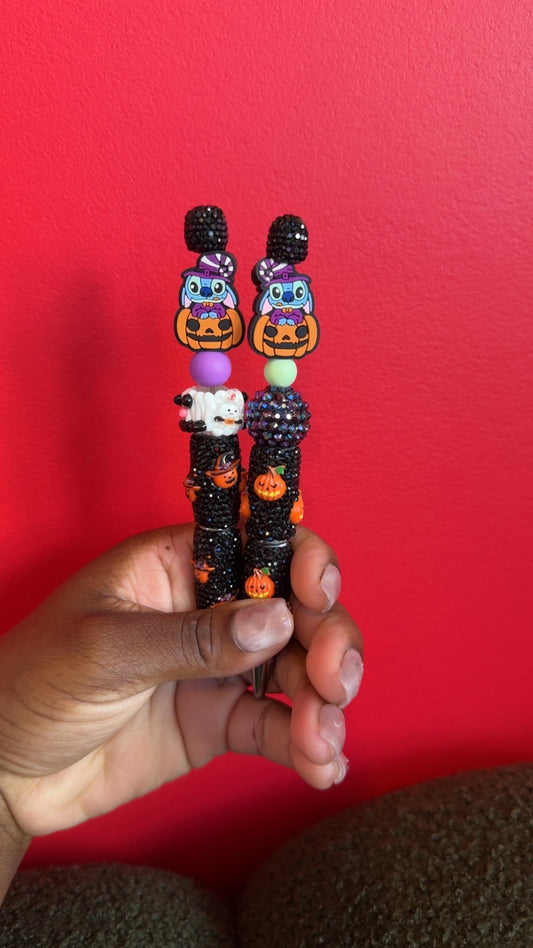 Bkue alien pumpkin bling pen