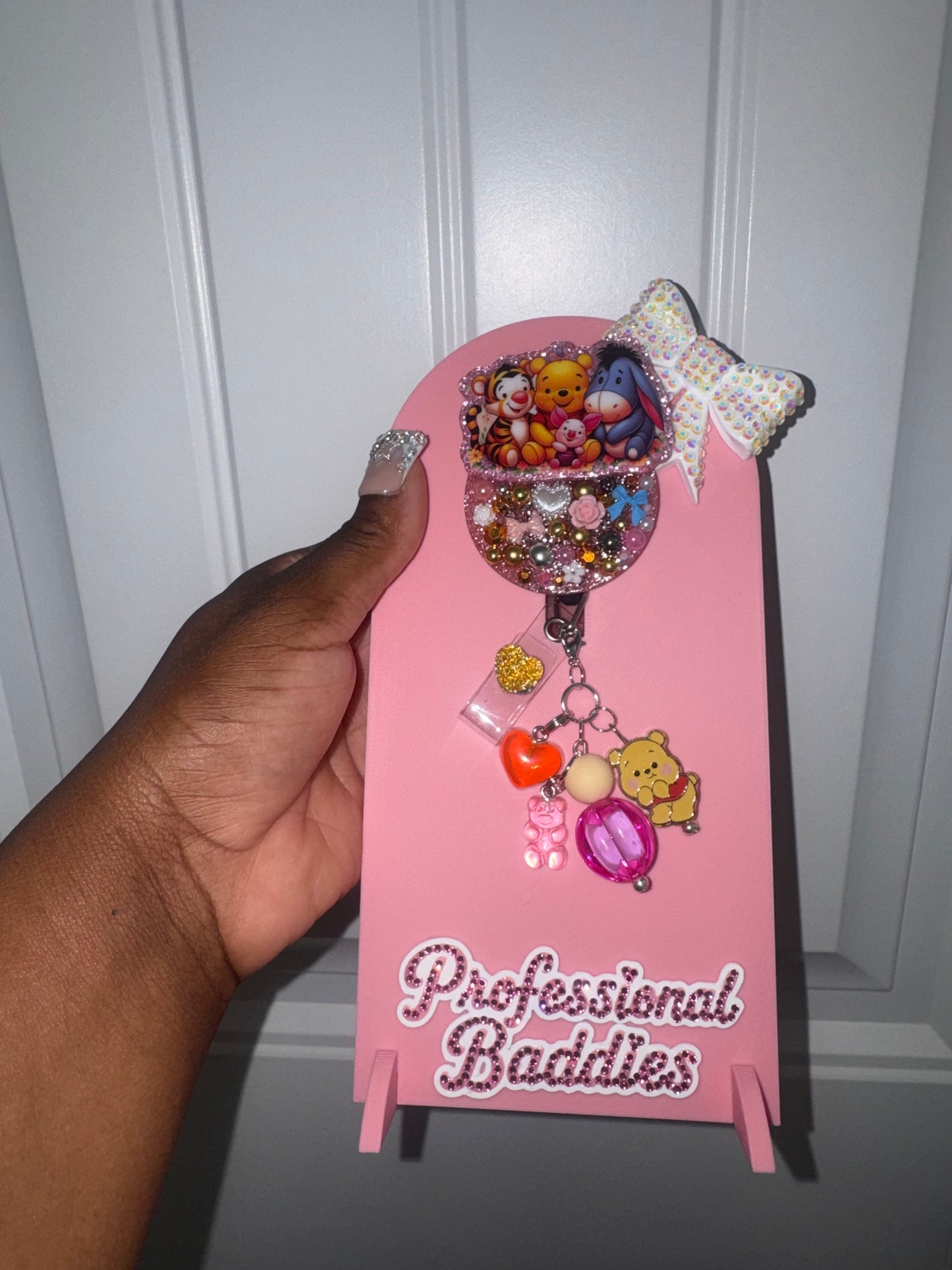 Pooh & friends boujee junk badge reel