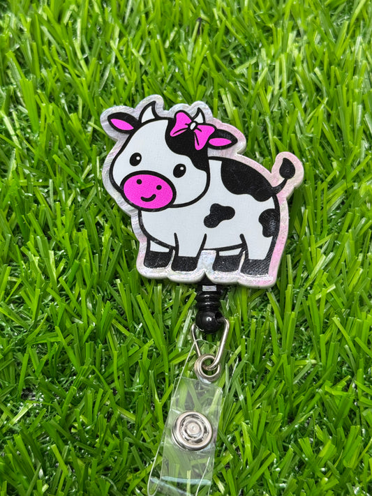 Cow with pink bow