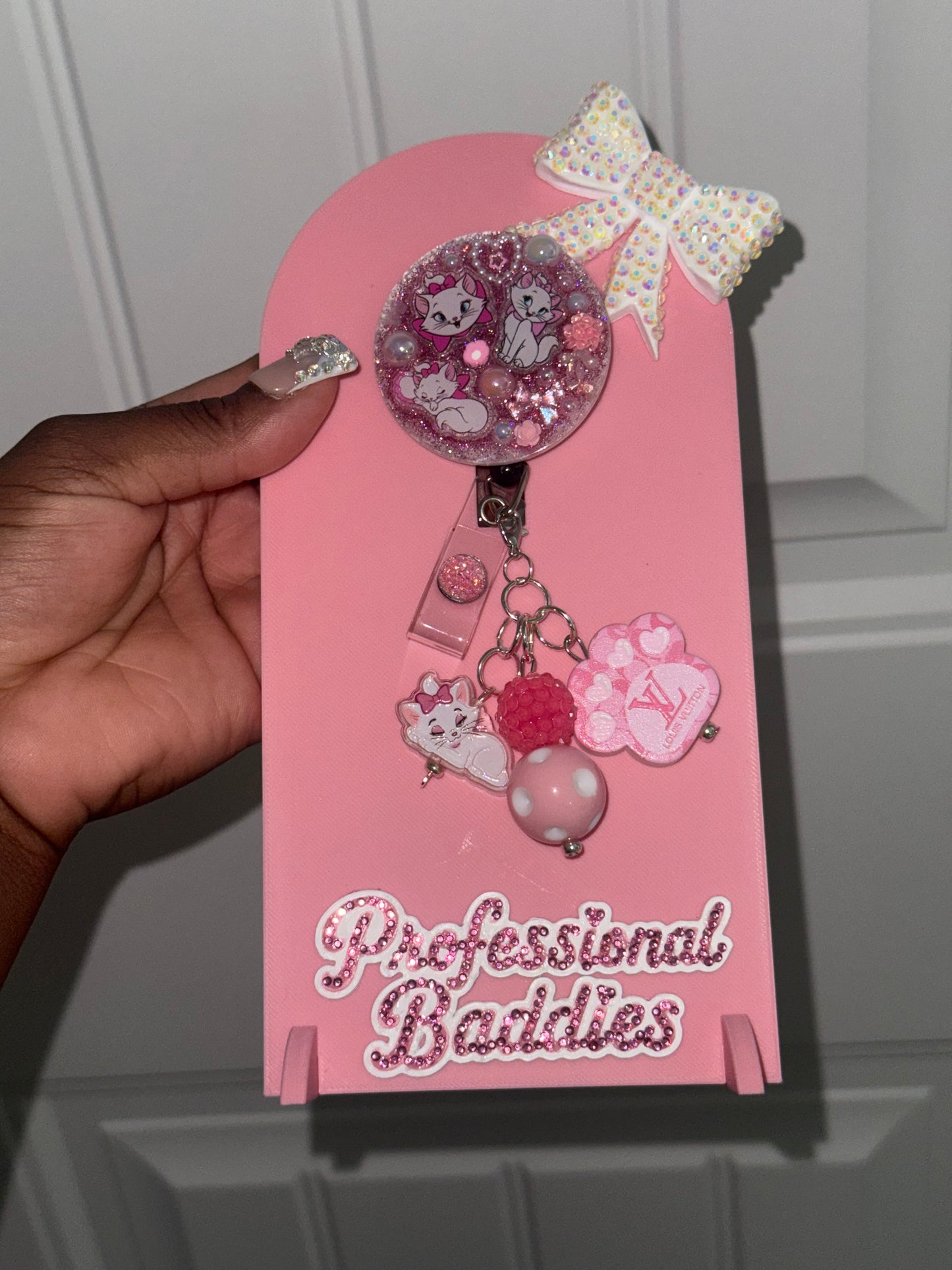 White cat xl boujee junk badge reel