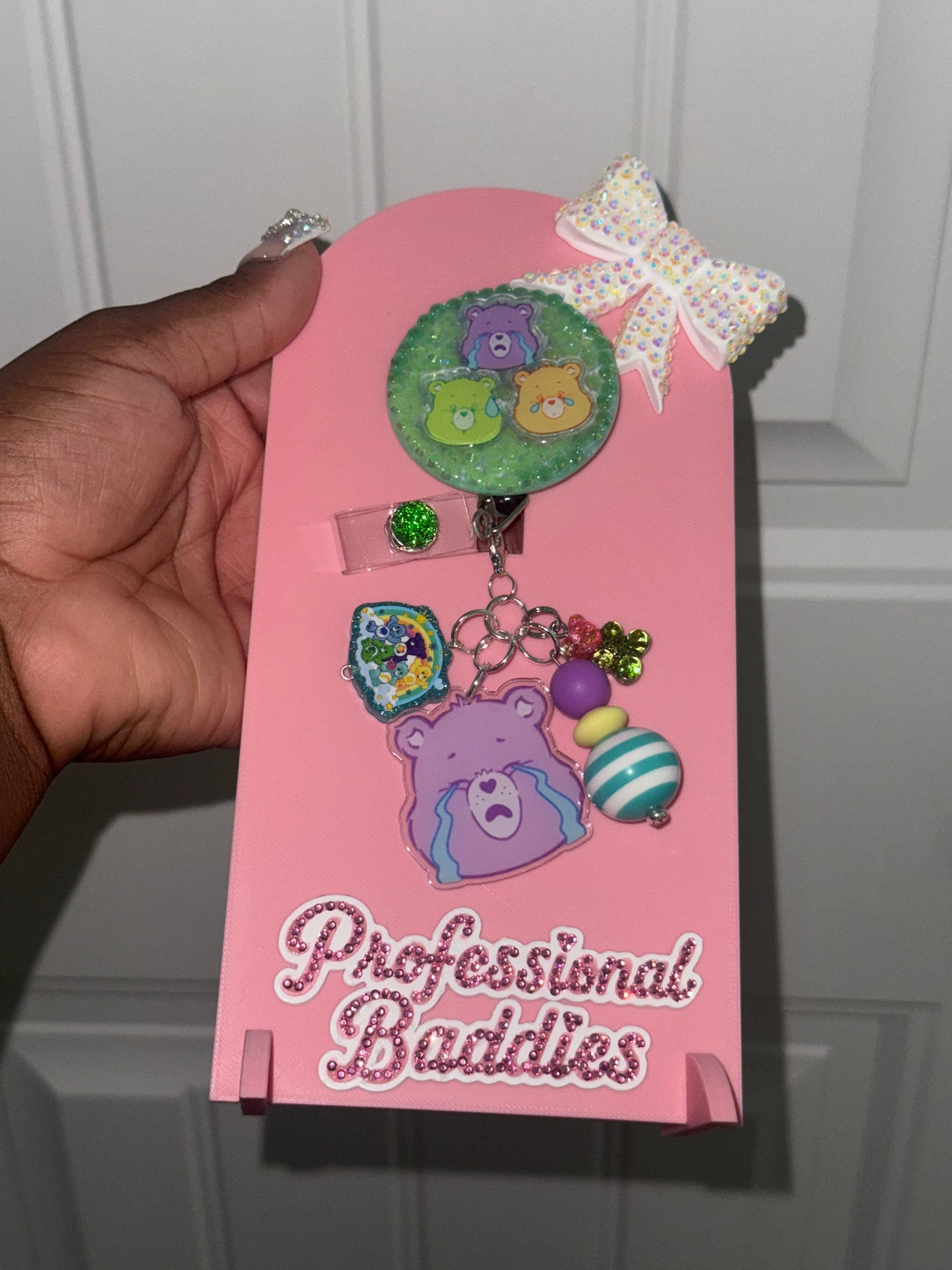 purple green yellow bears boujee junk badge reel