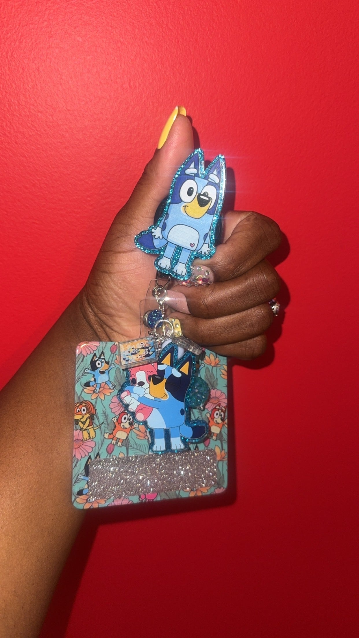 Blue dog badge buddy set