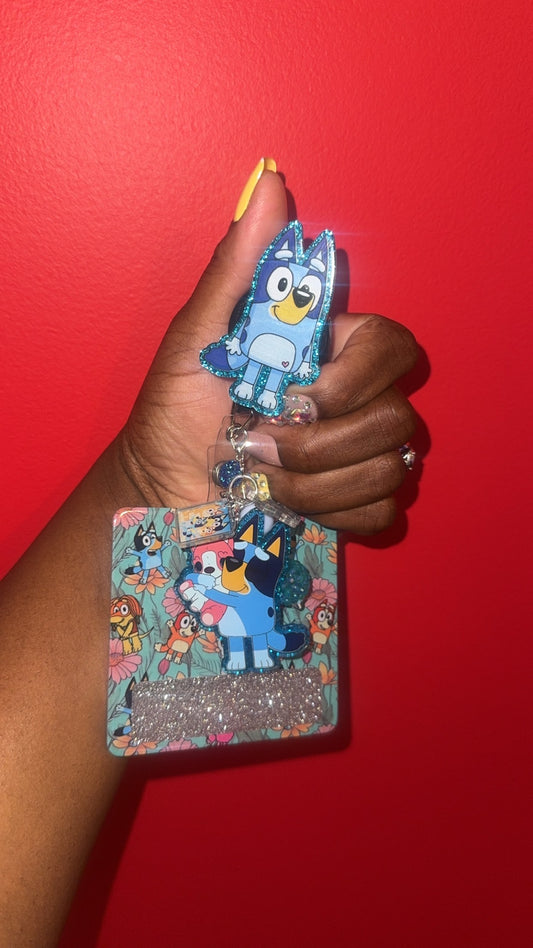 Blue dog badge buddy set