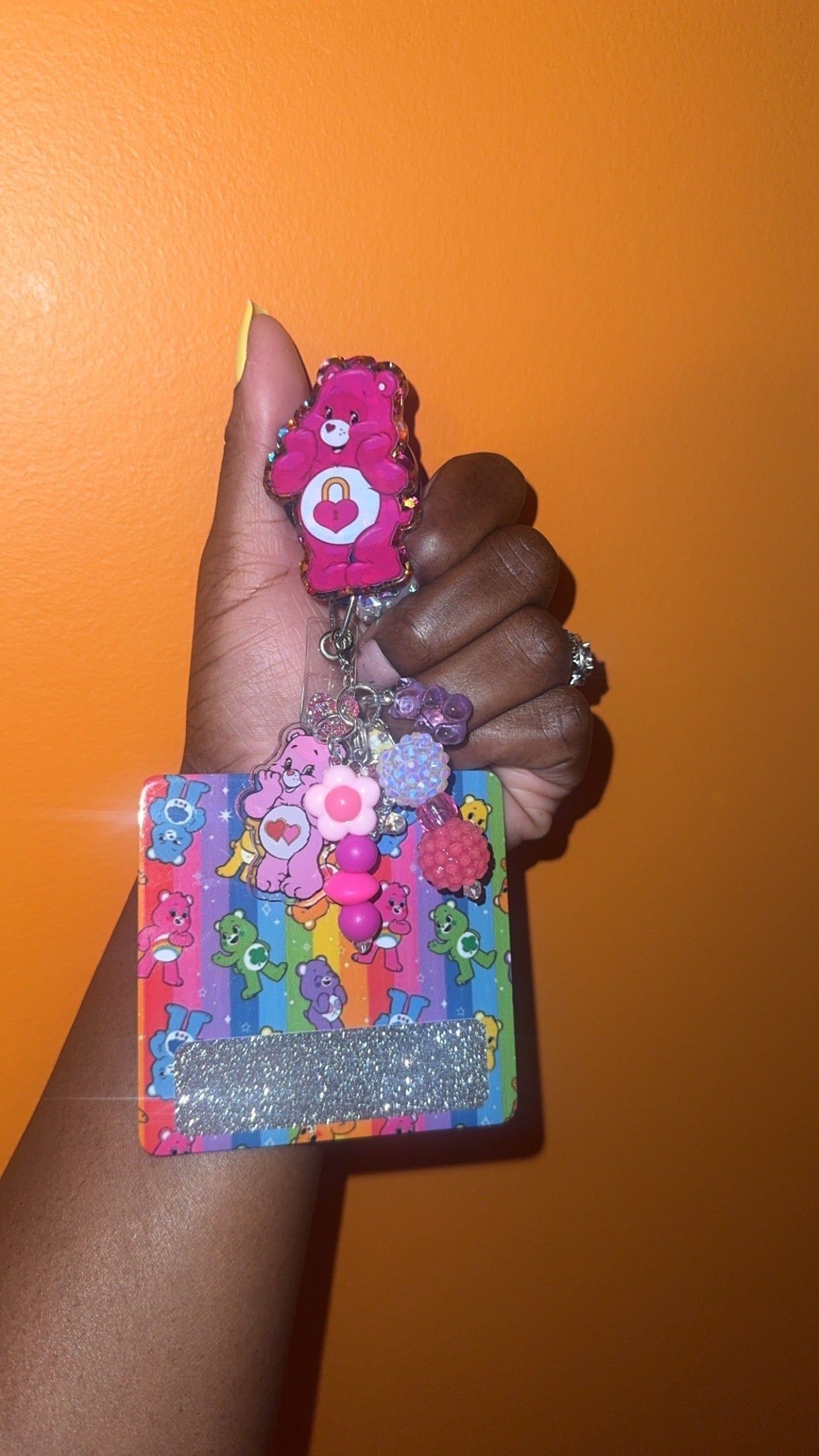 Pink bear badge buddy set