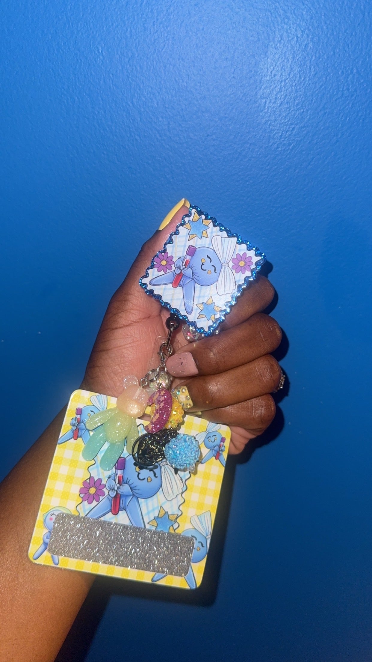Blue glove tube reel & badge buddy set
