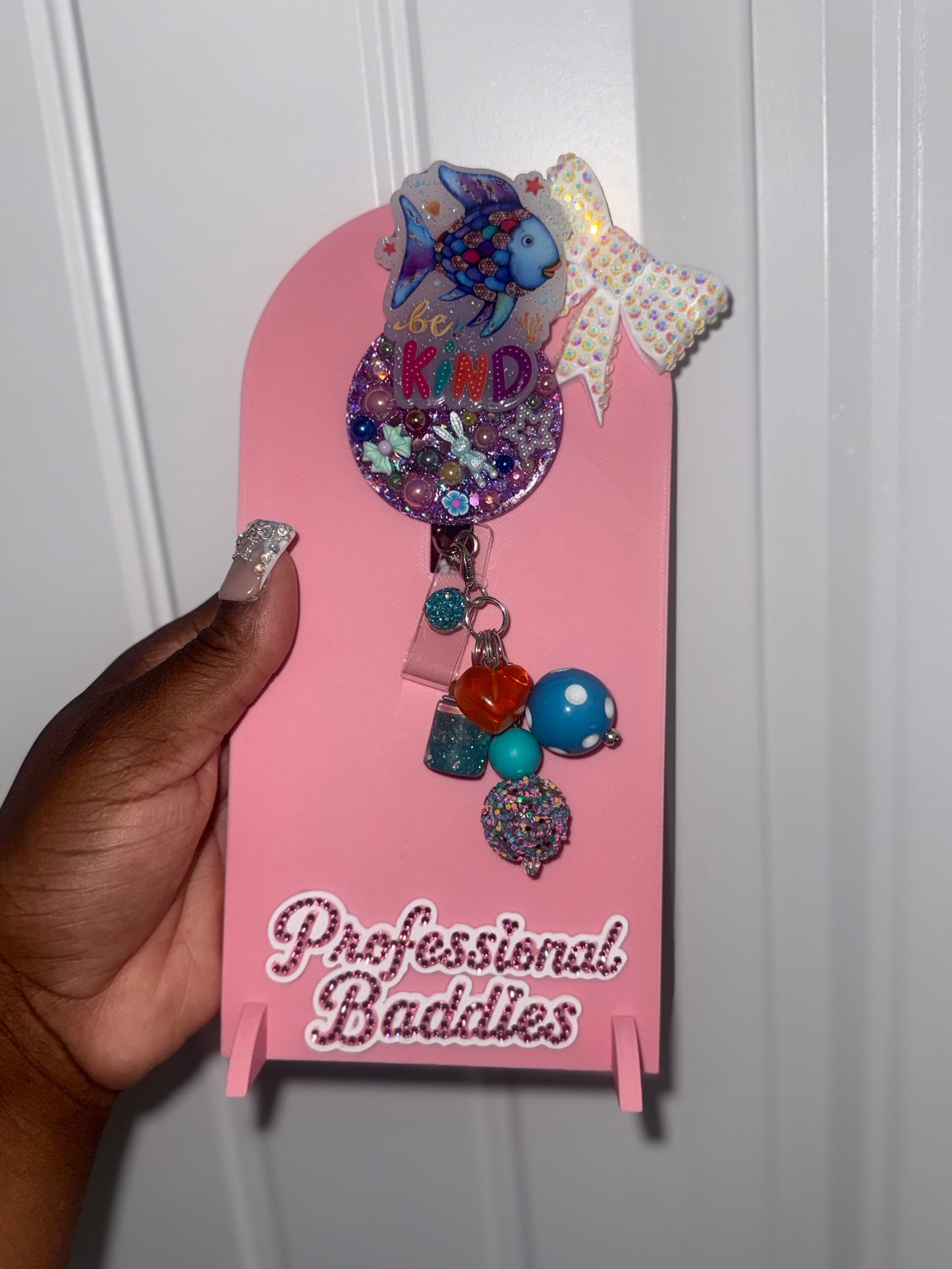 Be kind fish boujee junk badge reel