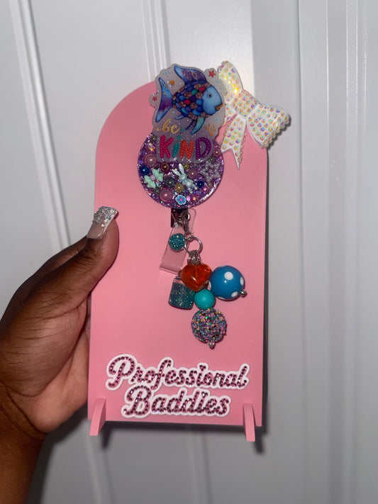 Be kind fish boujee junk badge reel