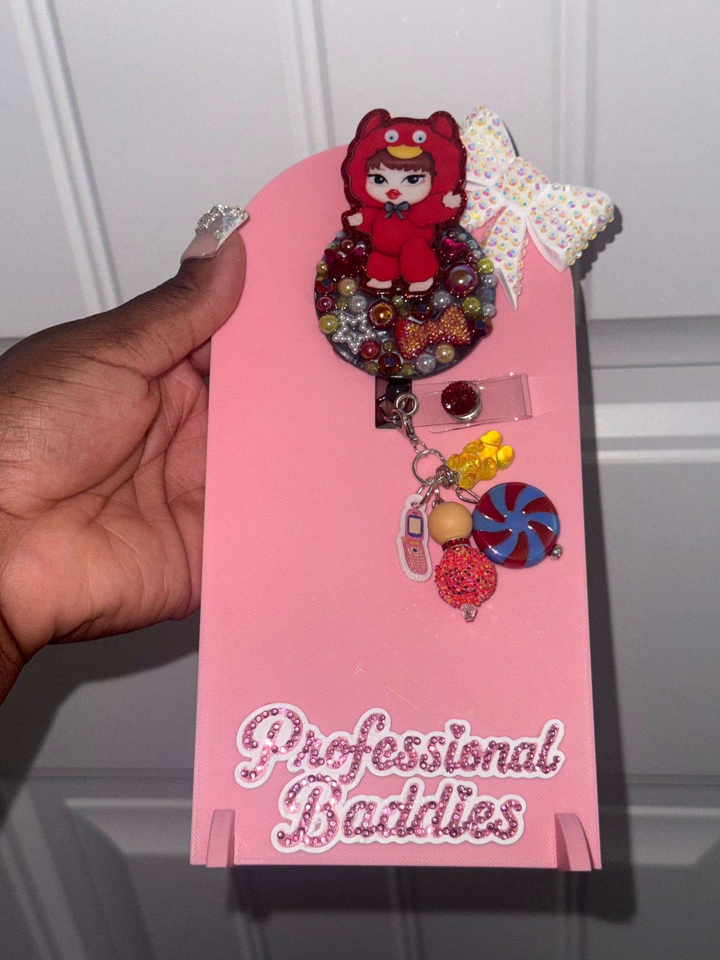Red brat baby boujee junk badge reel