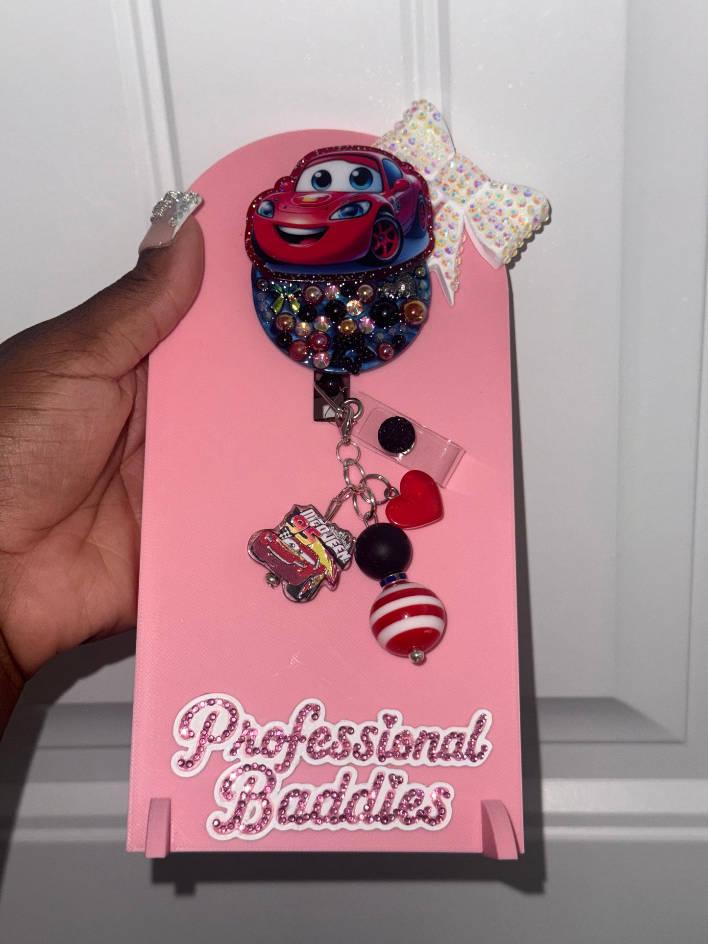 Smiling Red car boujee junk badge reel