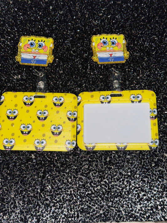 SpongeBob Horizontal ID Holder w/ badge reel